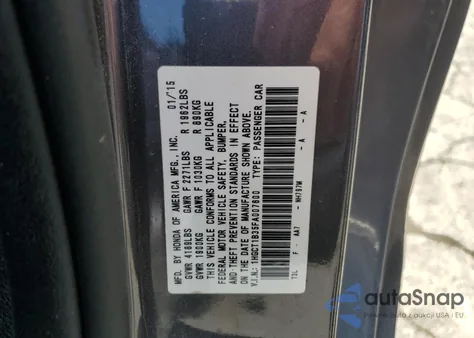 2015 Honda Accord Lx-S from USA, damaged, VIN 1HGCT1B35FA007600